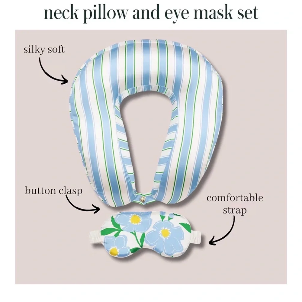 Kate Spade New York Neck Pillow and Eye Mask Set, Sunshine Floral